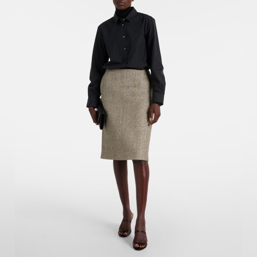 The Row Tan Cream Pencil Skirt Knee-Length Work